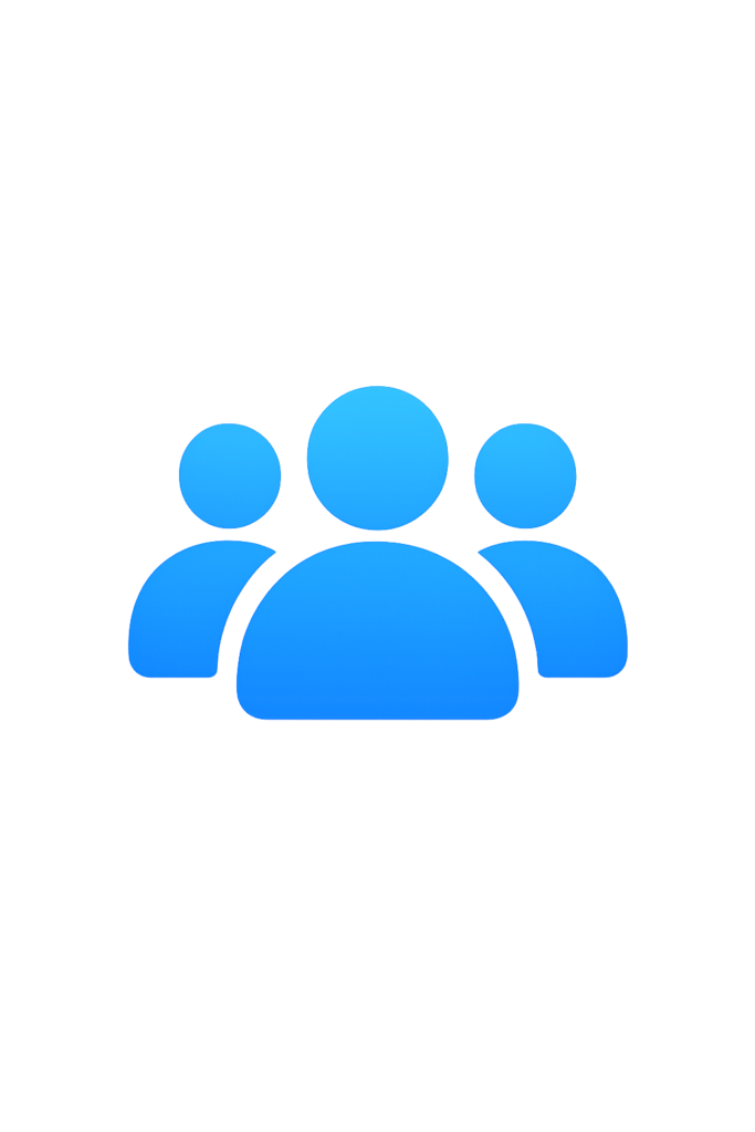 Blue group icon representing lead generation and customer acquisition.
