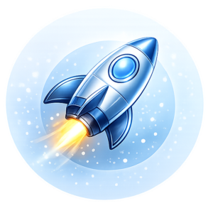 Rocket launching upward representing accelerated business growth
