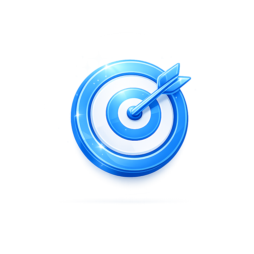 Glossy blue target icon representing website conversion optimization and lead generation.