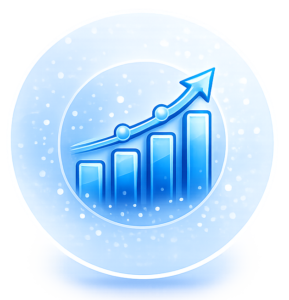 Blue analytics bar chart icon representing measurable business growth