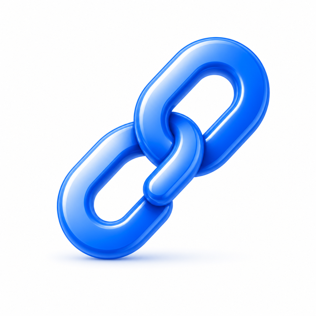 Glossy blue chain links representing local citation management