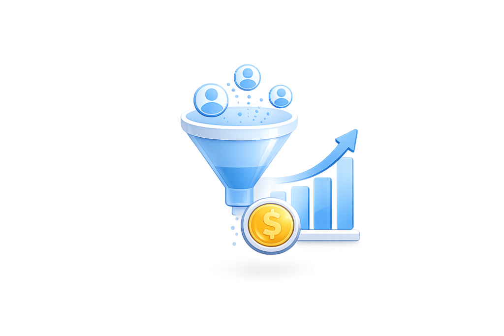 Conversion optimization icon representing lead generation, sales funnels, and website conversions.