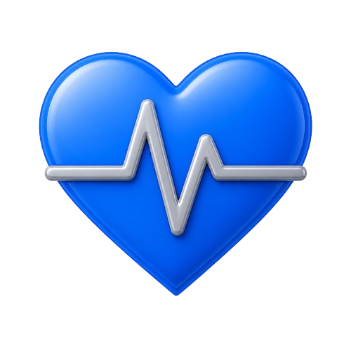 Glossy blue heart with gray heartbeat line representing Local SEO for healthcare businesses