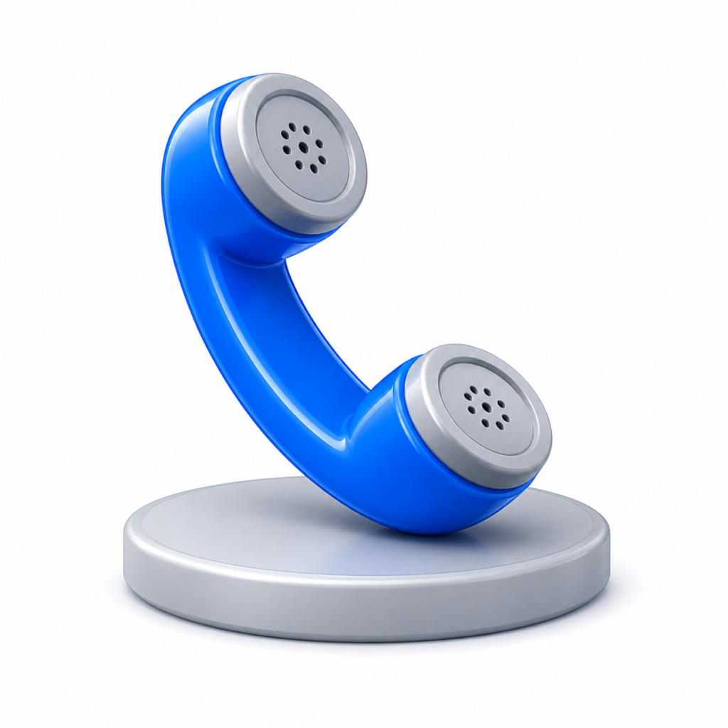Glossy blue and gray telephone representing more phone calls from local customers