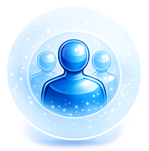Blue people icon representing qualified leads and customer targeting